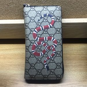 Kingsnake Print GG Supreme zip around wallet